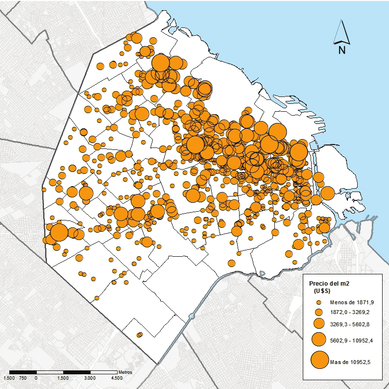 Mapa 1.3 Precio del m 2 de locales en venta, en los barrios de la Ciudad de Buenos Aires. Marzo 2016 Fuente: Subsecretaría de Planeamiento, Transporte, GCBA.