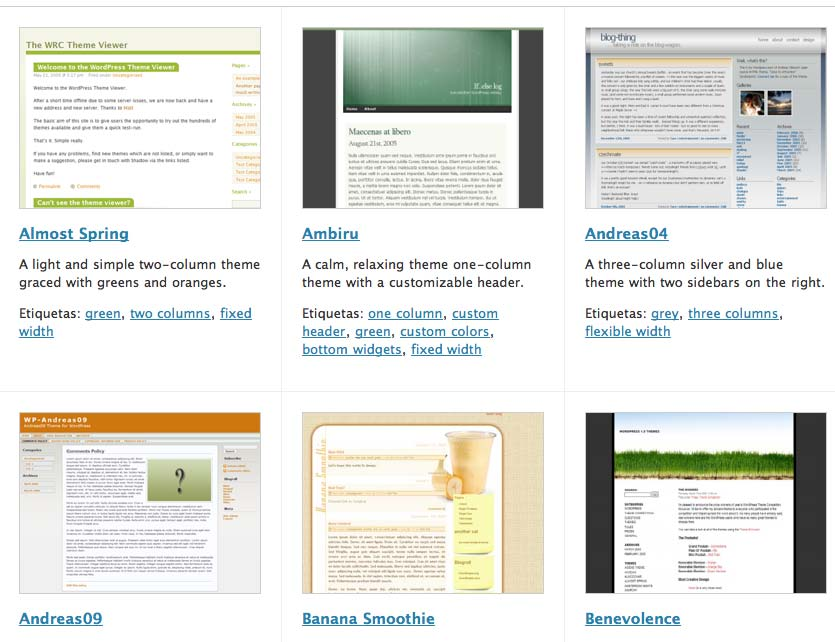 2. En esa pantalla se muestran varios ejemplos con diferentes diseños que puedes usar para decorar tu blog.