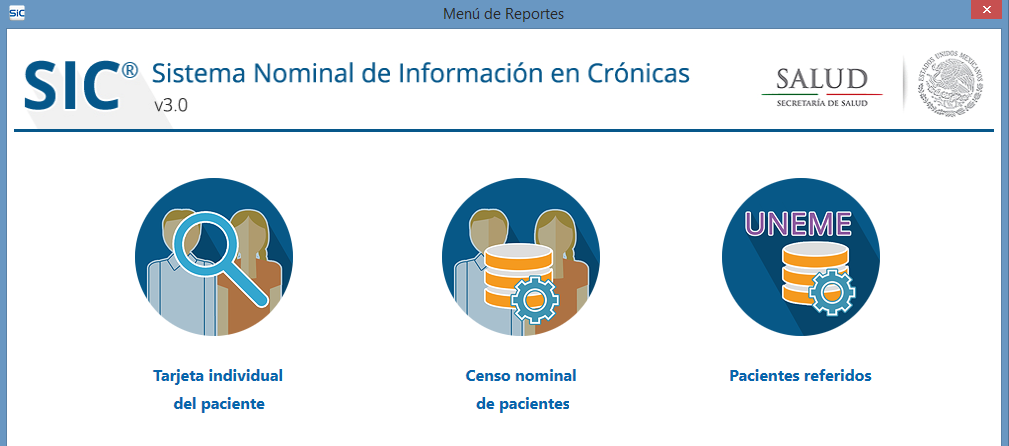 6. Reportes Sección que permite obtener el reporte de los pacientes y sus consultas capturadas en el sistema SICv3.0.