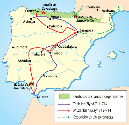 LA PENÍNSULA IBÉRICA EN LA EDAD MEDIA Los musulmanes entraron en la P. Ibérica en el 711.