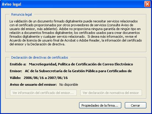 Pág. 12/28 Se mostrará una ventana con información sobre el certificado.