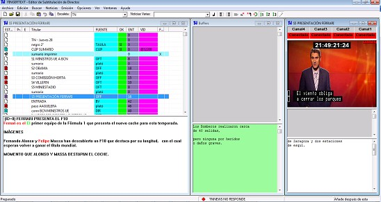 Editor de Subtitulación Directa Fingertext Software que permite la subtitulación de programas en directo.