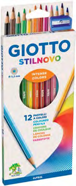 ESCOLAR Lápiz de Color Giotto Stilnovo Lápices de colores hexagonales calidad premium. Barnizados en el color de la mina y con espigado plata.