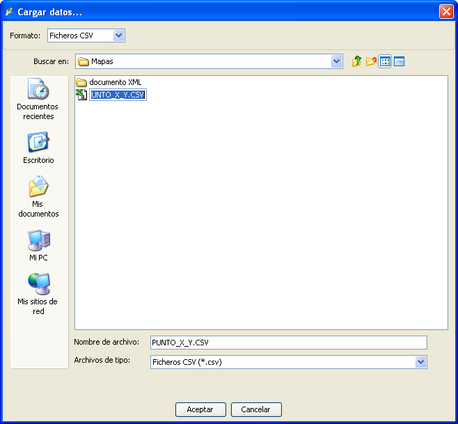 KOSMO DESKTOP v2.0 9 Imagen 8: Cargar datos - Seleccionar formato Ficheros CSV 3.