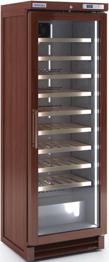 Serie IO-EVV Armario de vino en madera WINE CELLARS 00% en madera de pino. Cerradura integrada Interior en acero plastificado gris Iluminación LED interior.