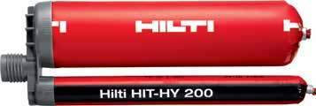 Anclajes químicos Sistema de anclaje adhesivo HIT-HY 200-R Resina de curado rápido Características y Beneficios No es necesaria la limpieza del barreno con la nueva y revolucionaria varilla HIT-Z