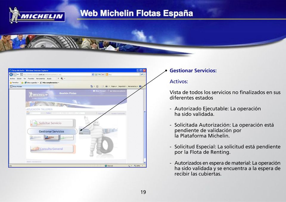 - Solicitada Autorización: La operación está pendiente de validación por la Plataforma Michelin.