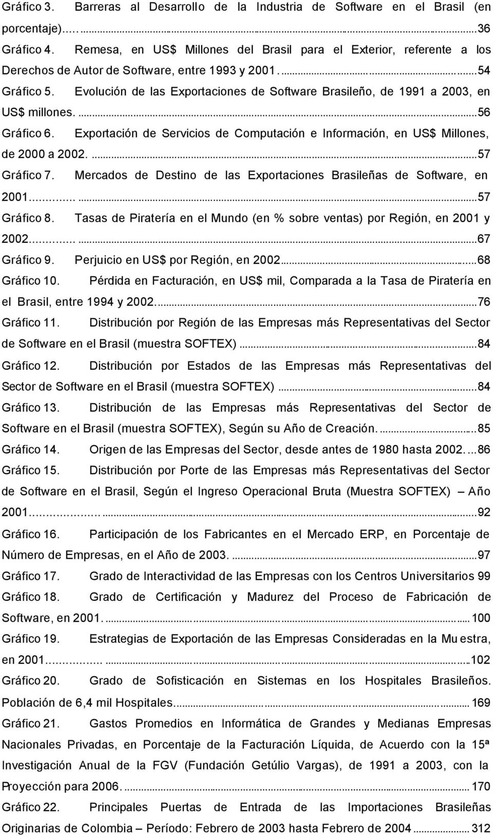 Evolución de las Exportaciones de Software Brasileño, de 1991 a 2003, en US$ millones....56 Gráfico 6. Exportación de Servicios de Computación e Información, en US$ Millones, de 2000 a 2002.