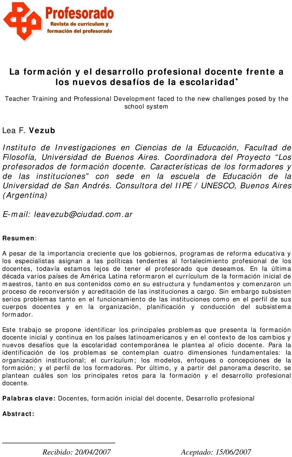 Características de los formadores y de las instituciones con sede en la escuela de Educación de la Universidad de San Andrés.