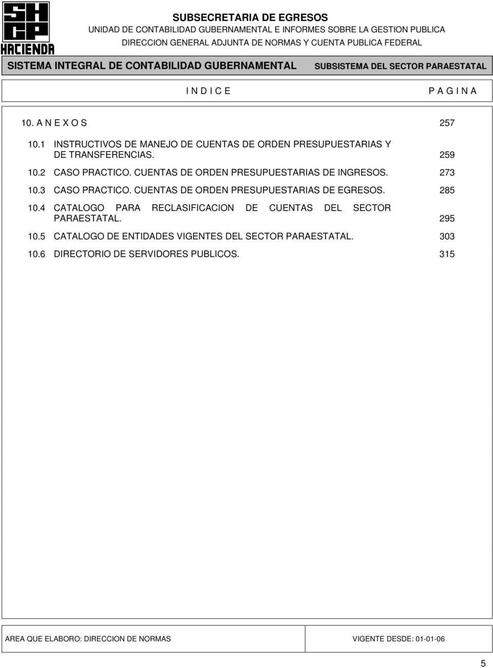 CUENTAS DE ORDEN PRESUPUESTARIAS DE INGRESOS. 273 10.3 CASO PRACTICO.