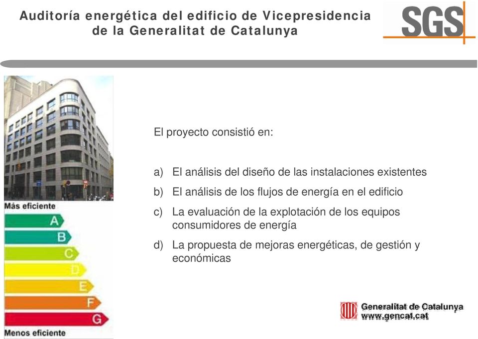 análisis de los flujos de energía en el edificio c) La evaluación de la explotación de