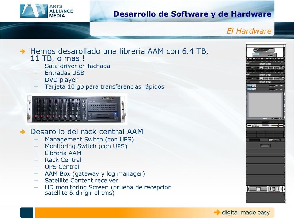 central AAM Management Switch (con UPS) Monitoring Switch (con UPS) Libreria AAM Rack Central UPS Central AAM