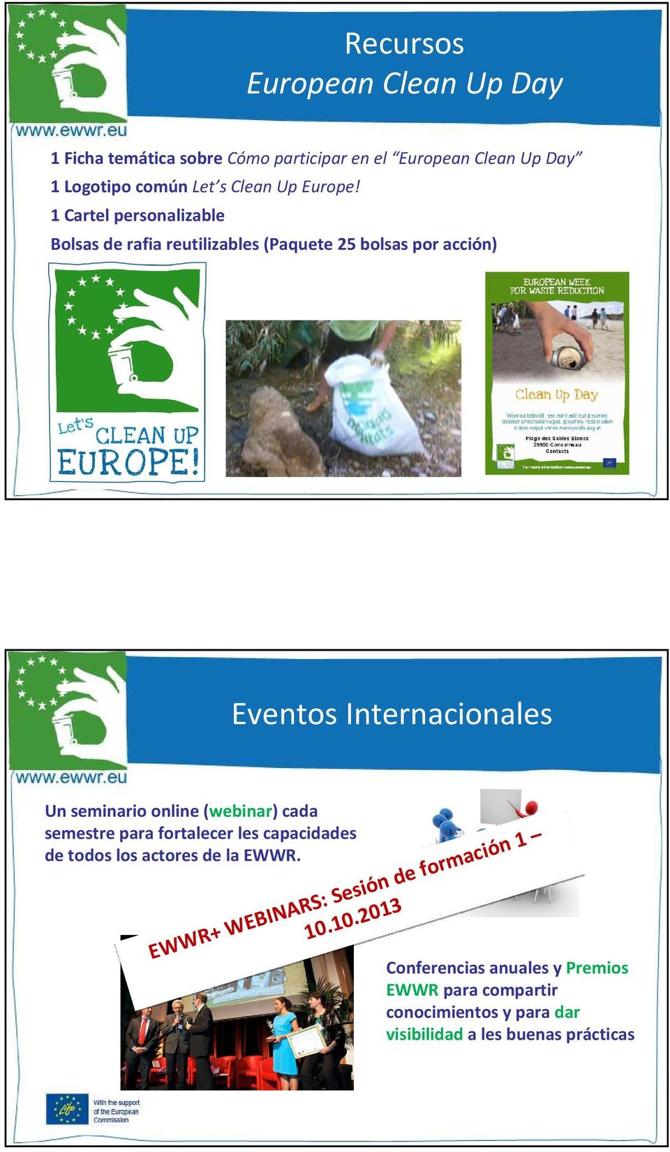 1 Cartel personalizable Bolsas de rafia reutilizables (Paquete 25 bolsas por acción) Eventos Internacionales Un seminario online