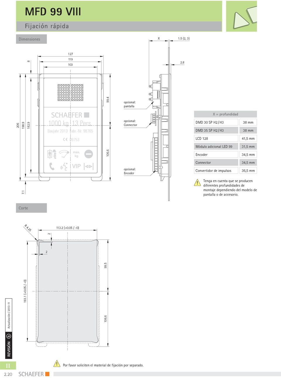 6 Encoder 3,5 mm VIP opcional: Encoder Connector Convertidor de impulsos 3,5 mm 36,5 mm 7.