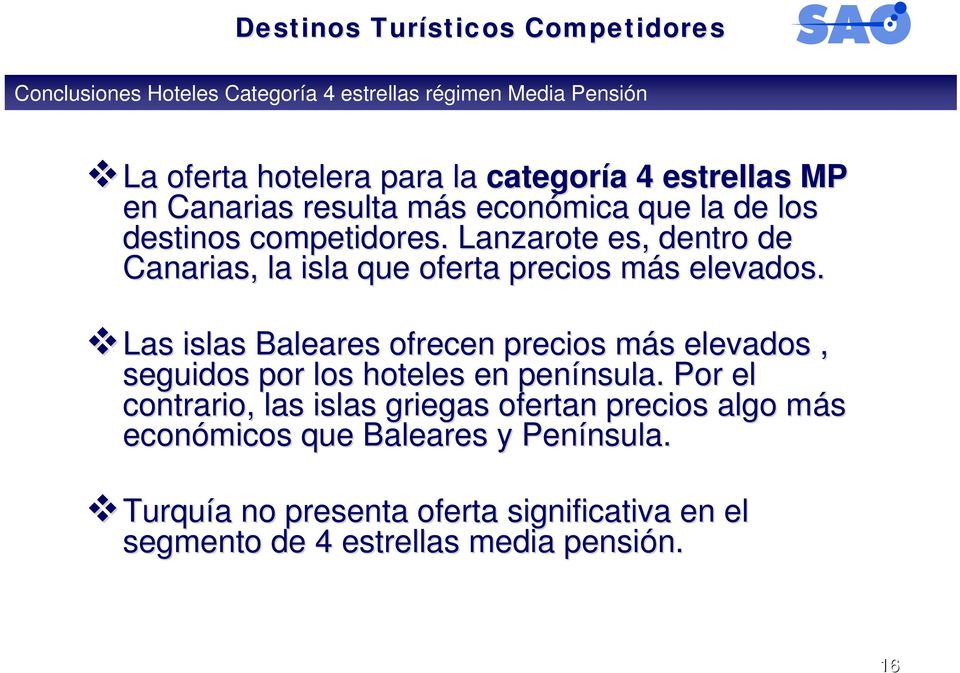 Las islas Baleares ofrecen precios más m s elevados, seguidos por los hoteles en península. nsula.