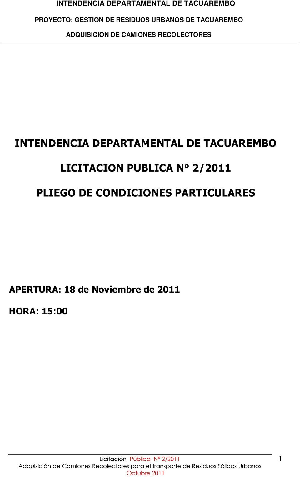 2/2011 PLIEGO DE CONDICIONES