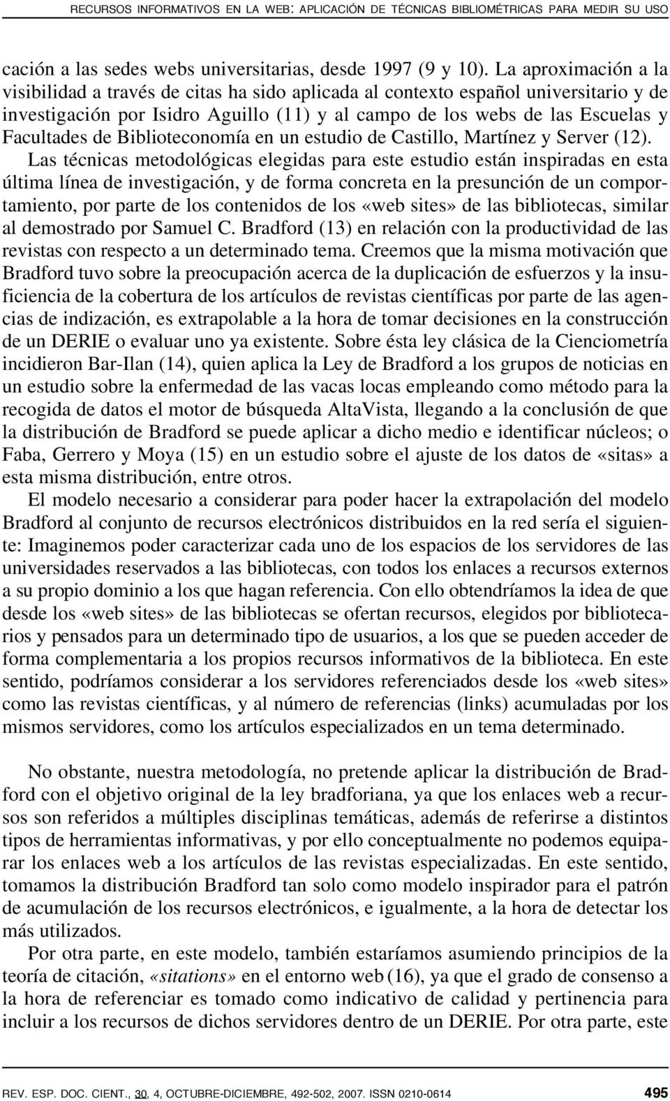 Biblioteconomía en un estudio de Castillo, Martínez y Server (12).