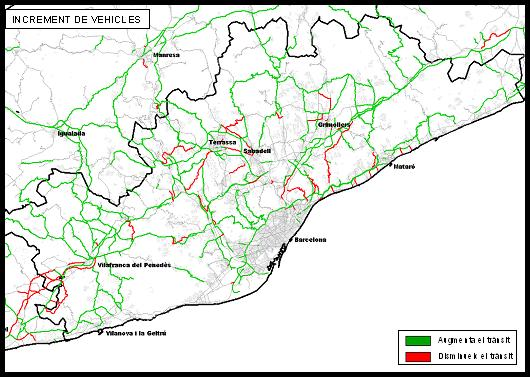 35 La red viaria interurbana Proyecciones de las variaciones de tráfico tendencial con las propuestas
