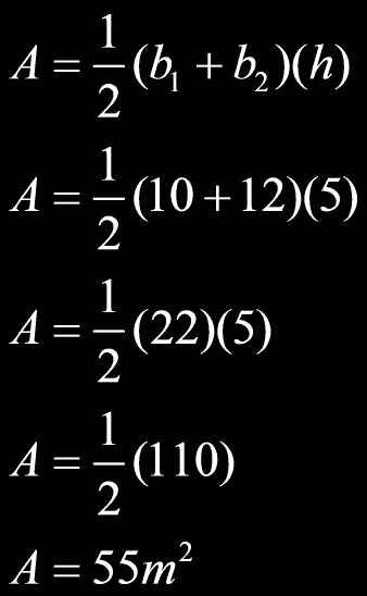 Slide 260 / 305 El área (A) de un trapezoide se calcula con la fórmula: