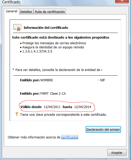 - En Firefox Accediendo al menú Herramientas -> Opciones -> Avanzado -> pestaña Cifrado pulsar en Ver Certificados, que mostrará la lista de certificados disponibles para ese navegador.