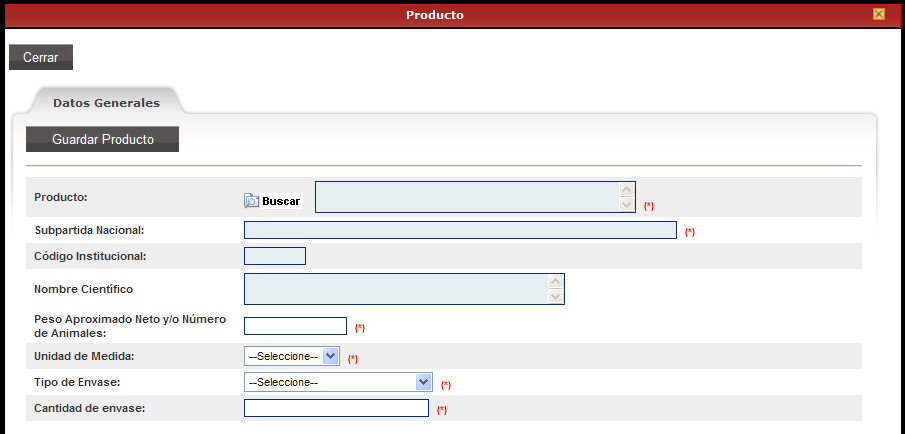 III.2. PRODUCTOS Para registrar los datos en la pestaña Productos dar clic en el botón.