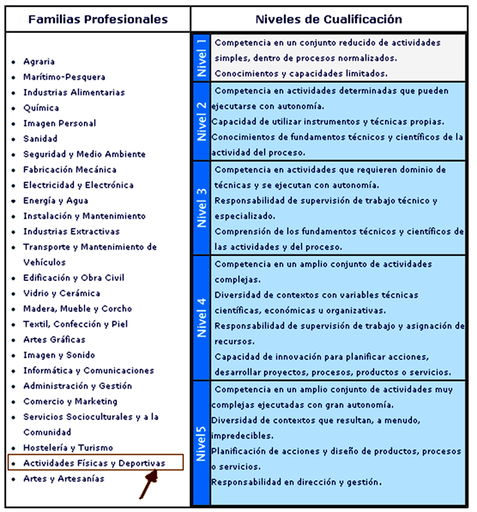 Mª PILAR LÓPEZ MERCADER Figura 1: Familias profesionales y niveles de comunicación Fuente: http://www.educacion.gob.