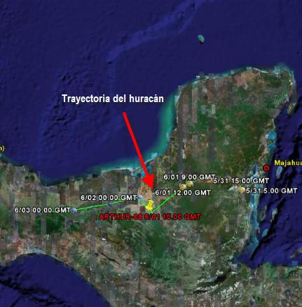 La opción de Trayectoria de huracanes en tiempo real, presenta en automático todas las trayectorias de huracanes activos, a nivel mundial, al momento de la consulta 1.