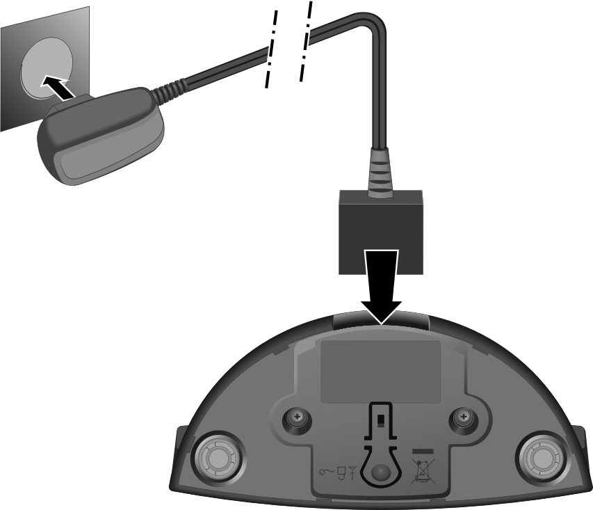 Primeros pasos Conectar el soporte de carga 2 1 Conectar la clavija plana del alimentador enchufable 1.