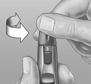 Obtención de una muestra de sangre Paso 2 Inserte una lanceta estéril en el dispositivo de punción OneTouch Inserte la lanceta en el sujetador y empújela firmemente.