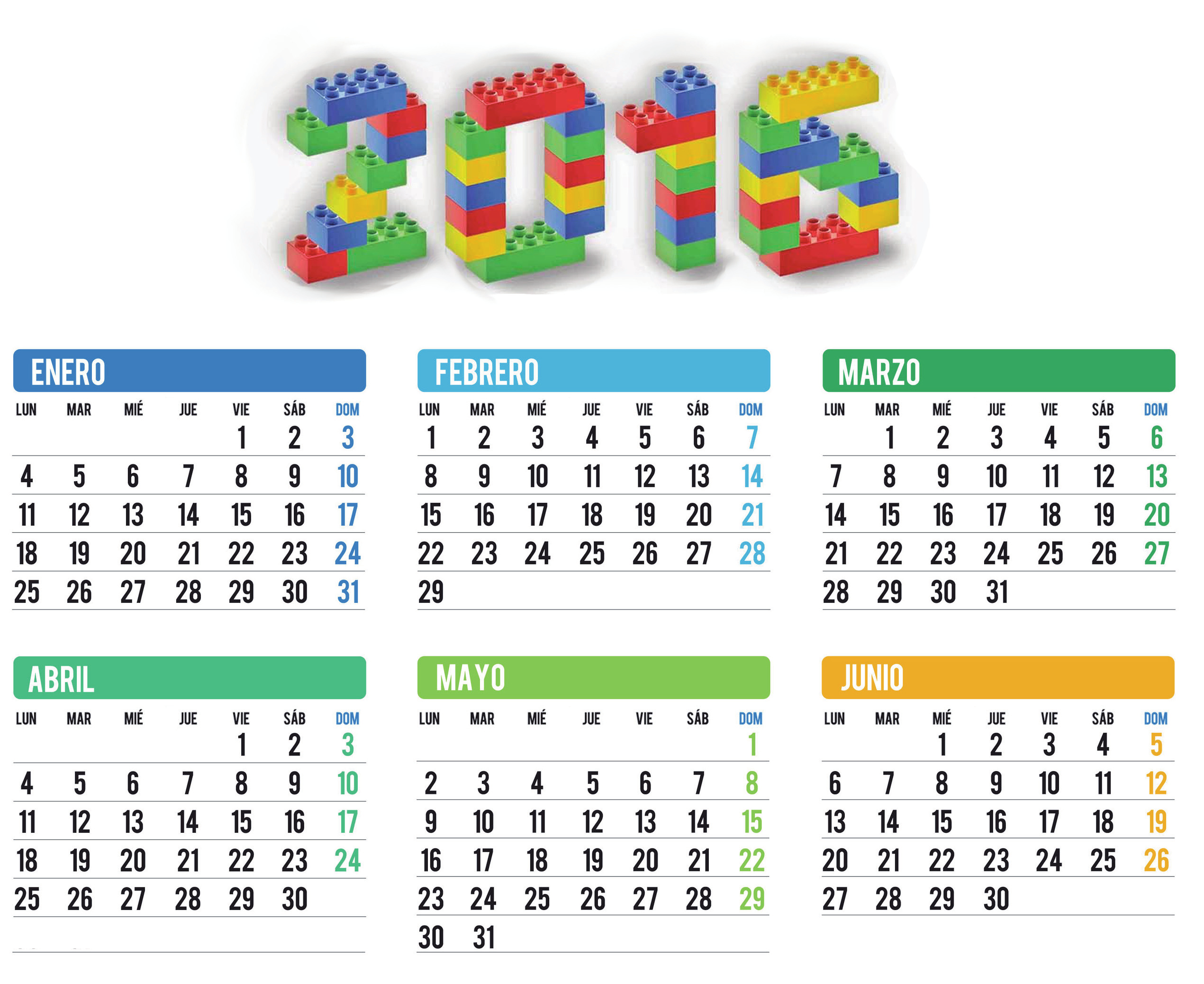 PREGUNTA 3 Mira este calendario de los 6 primeros meses del año. Rodea y contesta: A) El cumpleaños de Diego es el 17 de febrero. Rodea la fecha en el calendario.