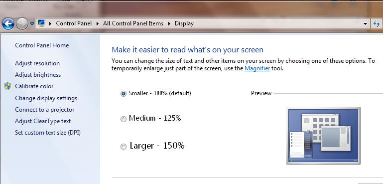 La pantalla de ADU funciona únicamente con la pantalla de la computadora ajustada para mostrar texto e iconos pequeños, de lo contrario la interfaz aparece como se muestra en esta imagen.
