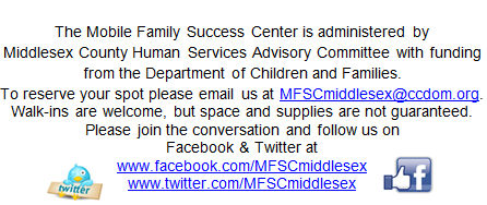 Centro Móvil De Éxito Familiar Del Condado De Middlesex les invita a nuestras actividades!