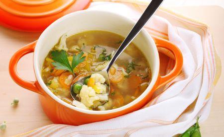 Sopa de Verduras Verduras mixtas (brócoli, zanahorias, espárragos, champiñones, apio): 1 taza, finamente picadas Aceite de coco: 1 cdta.
