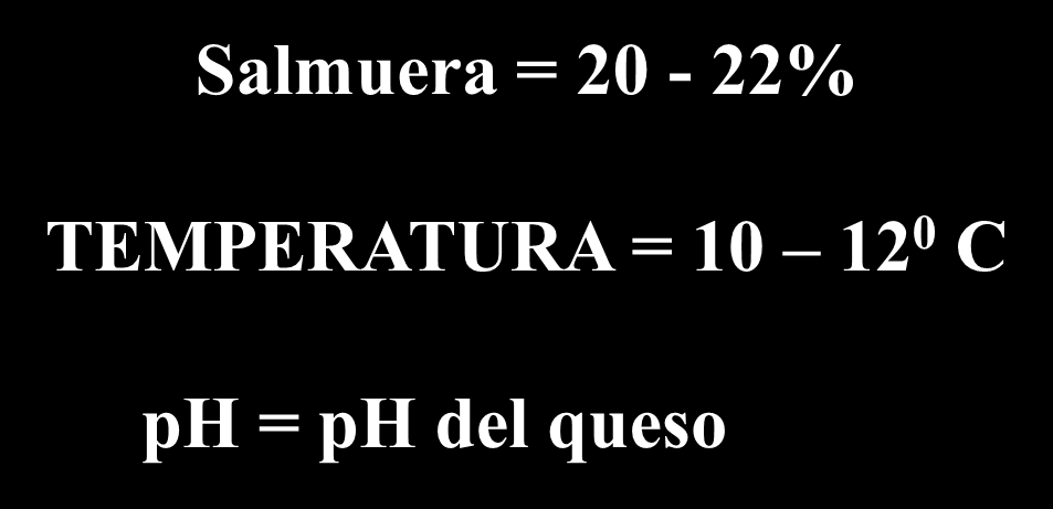Salmuera = 20-22% TEMPERATURA = 10 12 0 C ph =