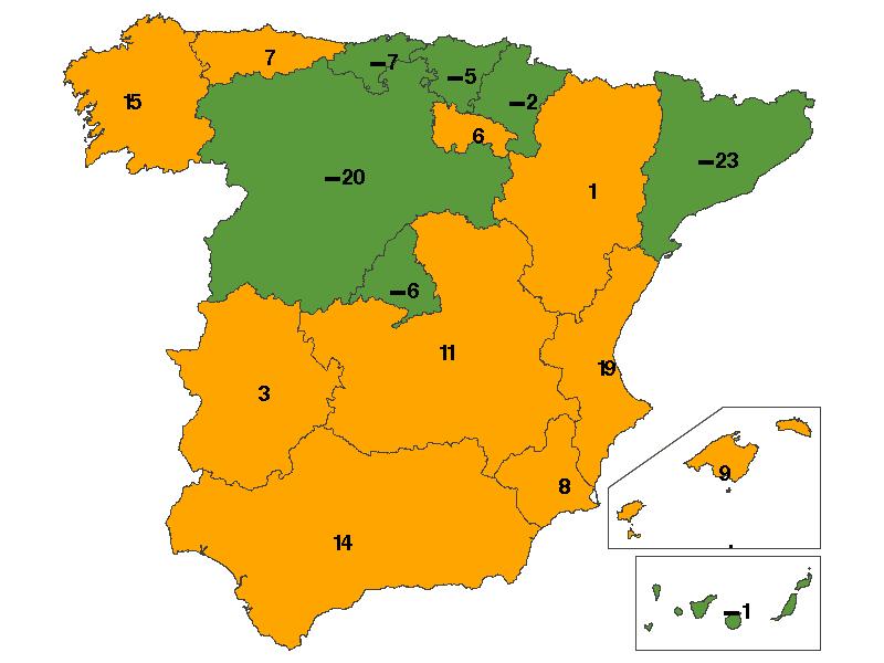 24 horas Fallecidos por Comunidades Autónomas en vías interurbanas Diferencias 2015-2016 2015 2016 Valencia 97...116 Galicia 92...107 Andalucía 172..186 Castilla la Mancha 82 93 Baleares 39.