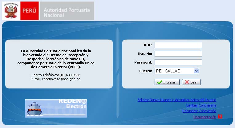 Figura 4. Página de Autenticación En caso el usuario cometa un error al ingresar el RUC de la agencia, su usuario, password o puerto asociado, aparecerá la siguiente pantalla: Figura 5.