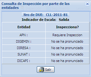 a.9 Inspección Con esta opción el usuario podrá consultar si las entidades se han pronunciado si van o no van realizar la inspección de nave.