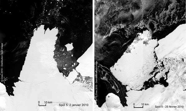 Spot Image vigila el glaciar desde su participación en los programas de investigación del 4ºaño polar internacional y tomóla iniciativa de programar el satélite Spot 5 sobre un