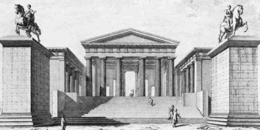 Julien David LE ROY, 1758, Propileos de la Acrópolis La propuesta de reconstrucción de los Propileos de la Acrópolis de Atenas