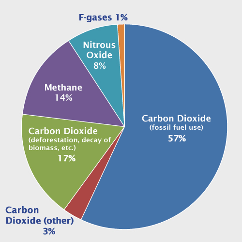 (CH4): Cerca del 14% Óxidos nitrosos (N2O): 8% Otros gases: 1% de dónde procede el gas más influyente en el CC? en qué porcentaje?