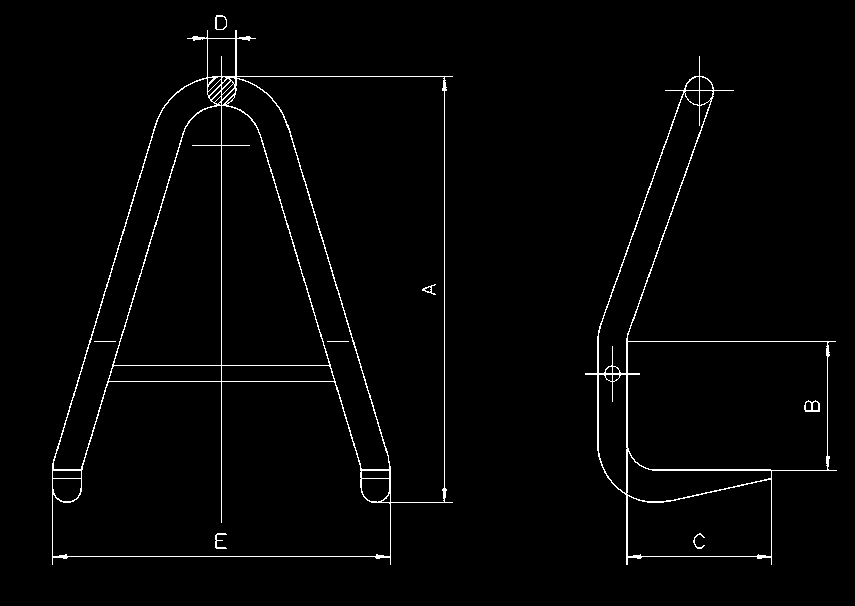 Los ganchos de alta resistencia tienen la superficie de elevación acanalada para reducir el deslizamiento de la carga. El ángulo sobre la vertical debe estar entre los 30-45.