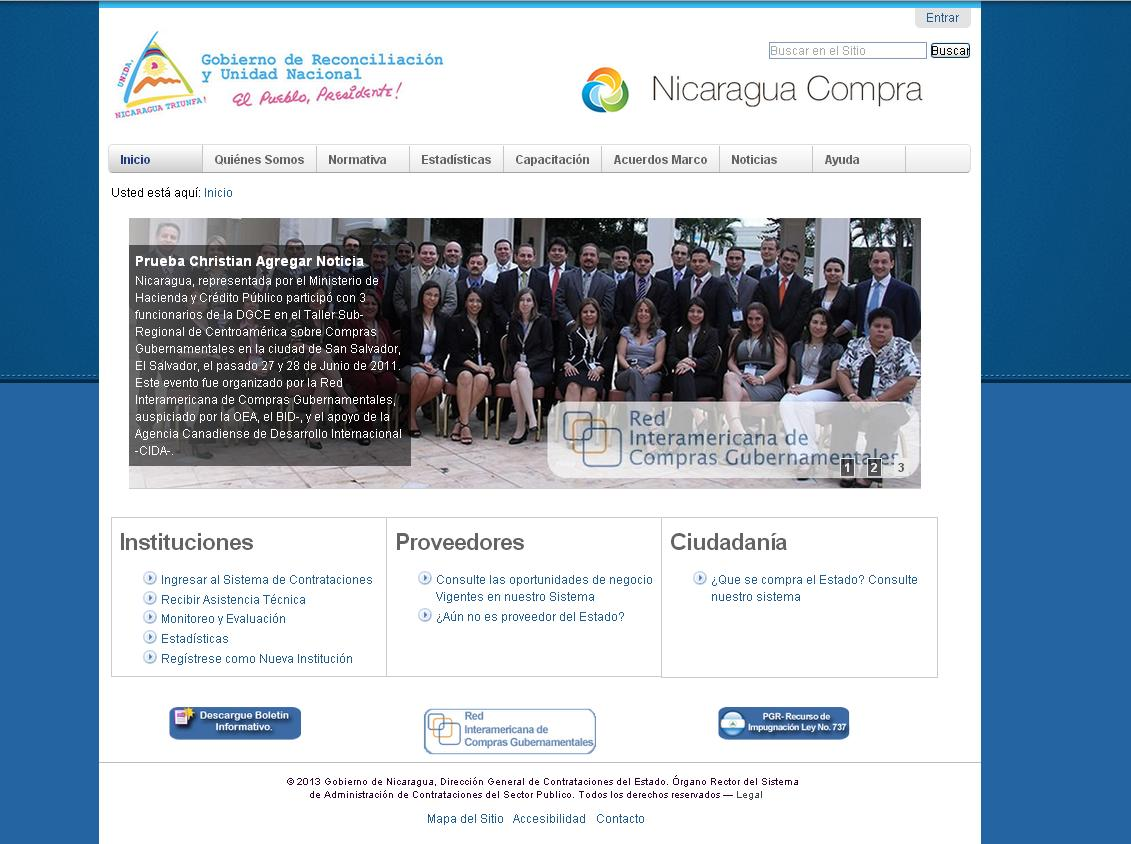2. EXPLICACION DE LAS ESTADISTICAS Ingrese la dirección electrónica para visualizar Portal de Compras y Contrataciones del Estado de Nicaragua, (SISCAE).
