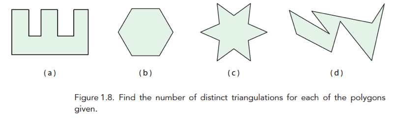 El número de triangulaciones que tenga un polígono dado P dependerá de la forma del polígono. Una medida crucial de la forma son los ángulos internos en sus vértices.