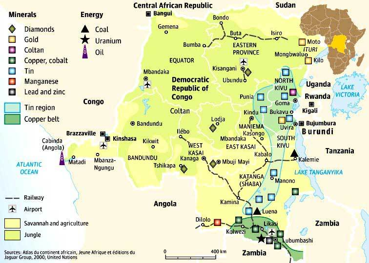 4. La República Democràtica del Congo, un país desgraciadament ric La República Democràtica del Congo (RDC), localitzada al cor de l Àfrica, disposa d una riquesa monumental en forma de minerals sota