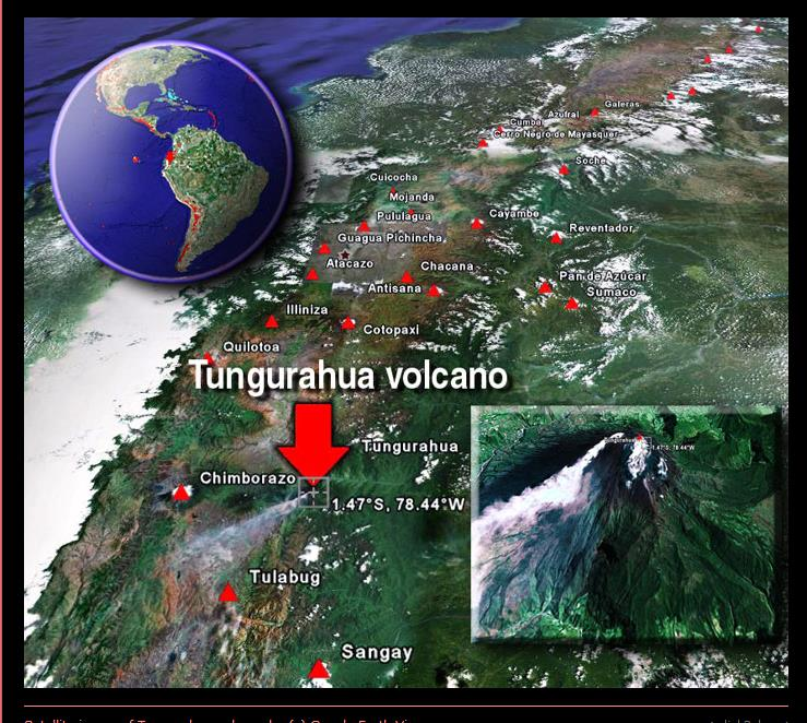 Imagen de satélite del volcán Tungurahua por
