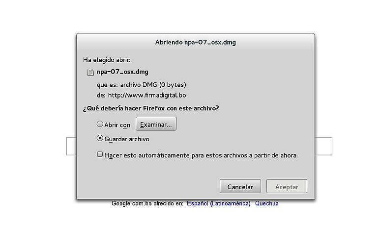 Proceso de instalación de token epass2003auto - MAC OS X - El Capitán Elegir la opción Guardar archivo: