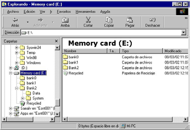 Transferencia de datos En el caso de cargar el System Program sobre la Memory Card, hay que generarse en la misma, una carpeta con el nombre del banco donde se hará la copia, Bank2\System\ archivos.
