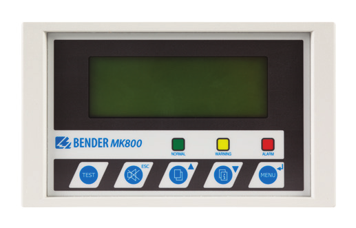 línea LIM2010 y los sistemas EDS de localizacion de fallas Se conecta al equipo Bender vía RS-485 Funciona hasta con 150 dispositivos Bender Pantalla LCD Hasta 200 mensajes de alarma personalizables