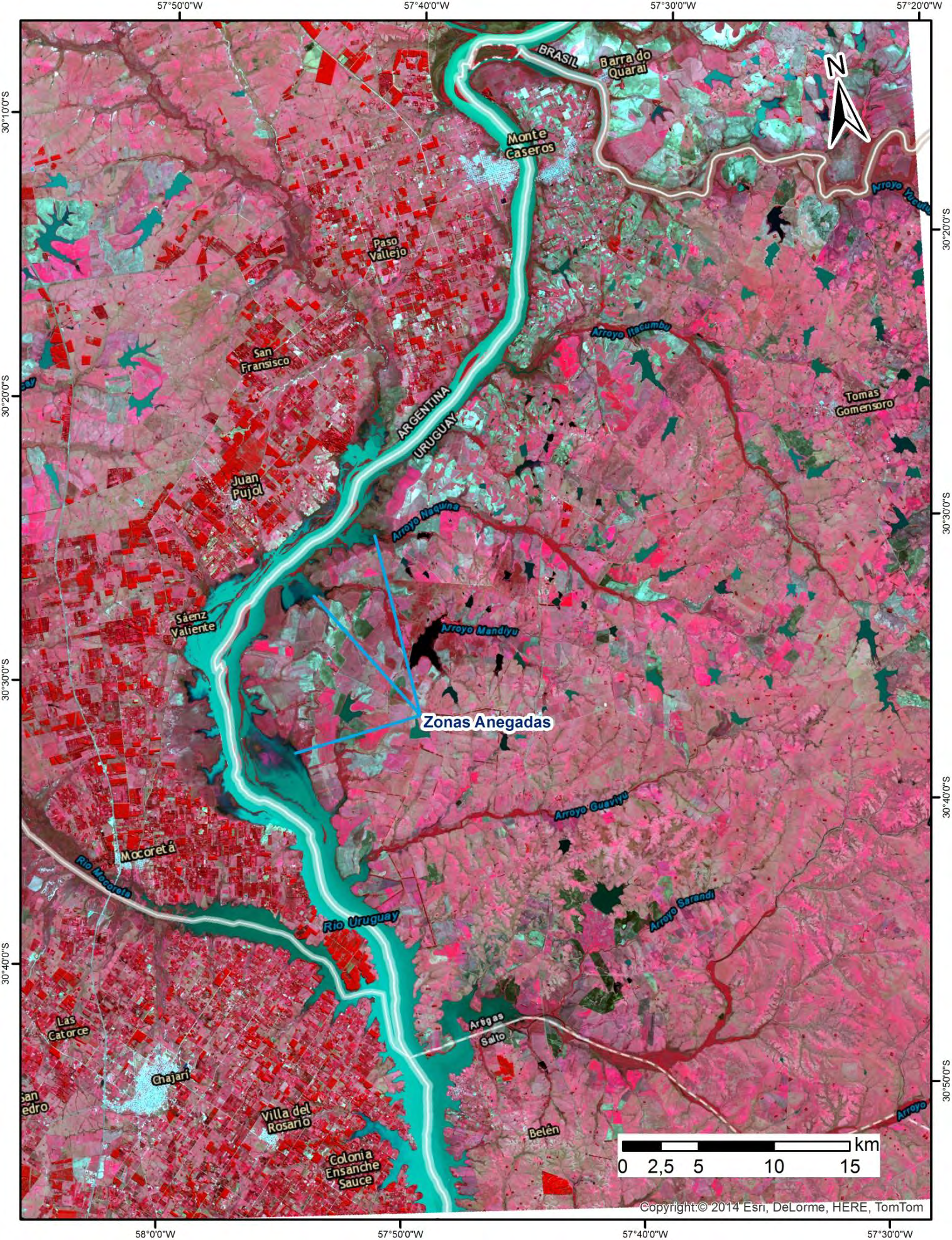 Mosaico Satelital de la Zona 1, elaborado a partir de imágenes Landsat