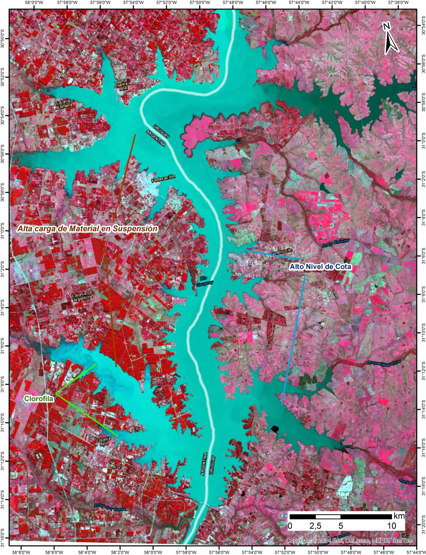 Mosaico Satelital de la Zona 2, elaborado a partir de imágenes Landsat 8 OLI del día 13/08/2014.